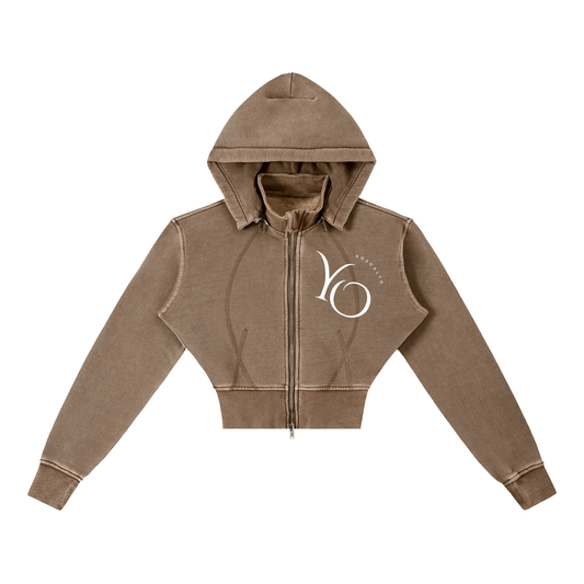 Vintage Washed Cropped Fleece Hoodie